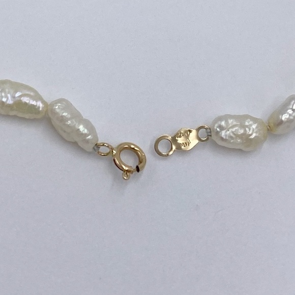 14k Gold Freshwater Pearl & Onyx Bead Bracelet - Picture 8 of 9